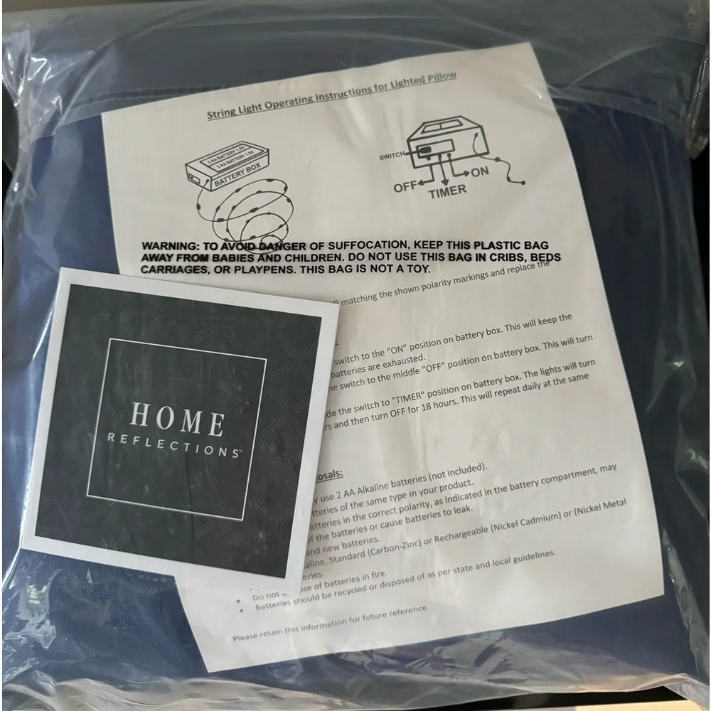 Bundle of Two NWT Navy Light Up Pillow within Brown Angel and Plain Navy Pillow